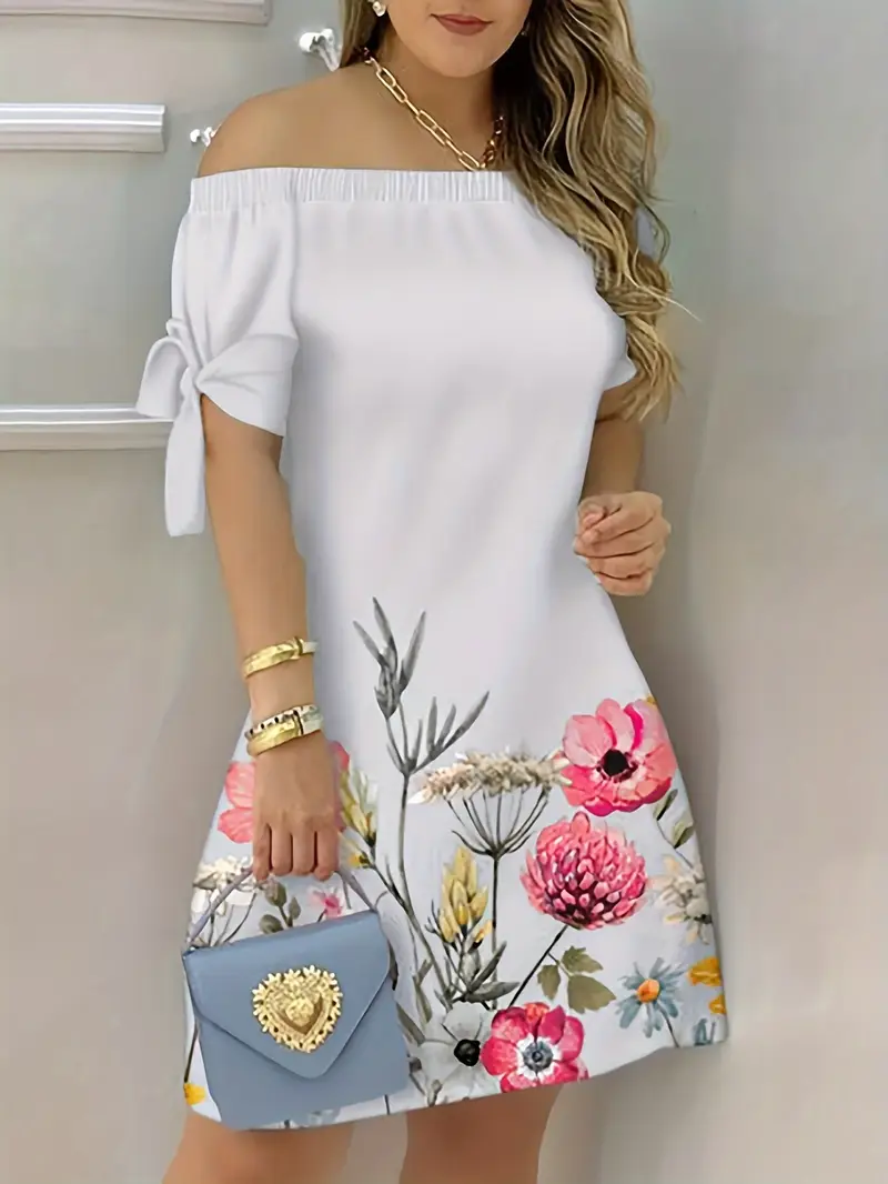 Zomerjurk Off-Shoulder met Bloemenprint