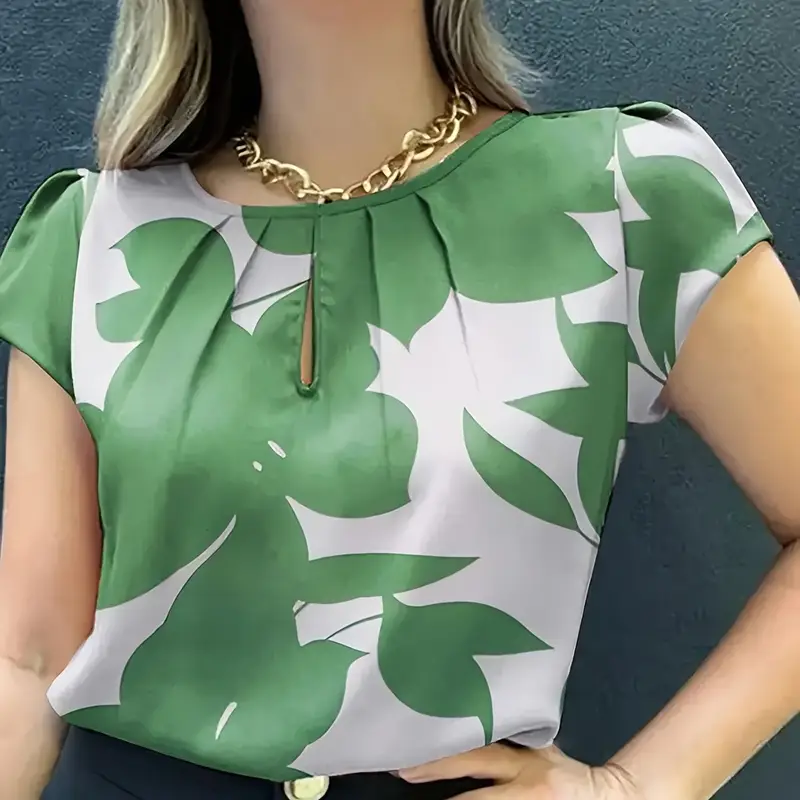 Elegante Blouse met Bladprint