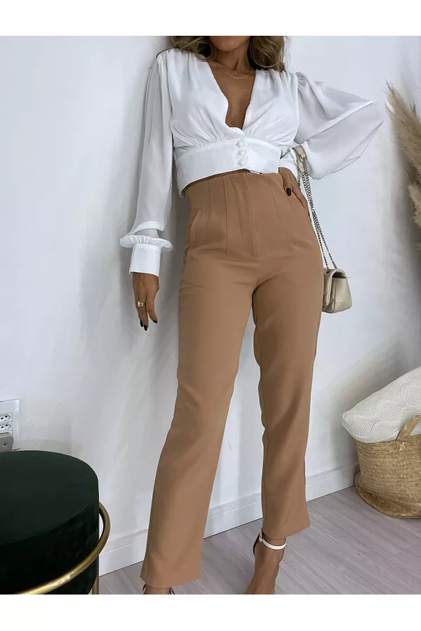 Hoge Taille Pantalon in Beige